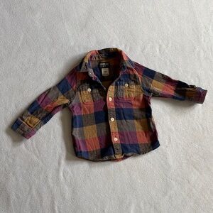 OshKosh B'gosh Plaid Button-Down Shirt in Blue, Red, Gold